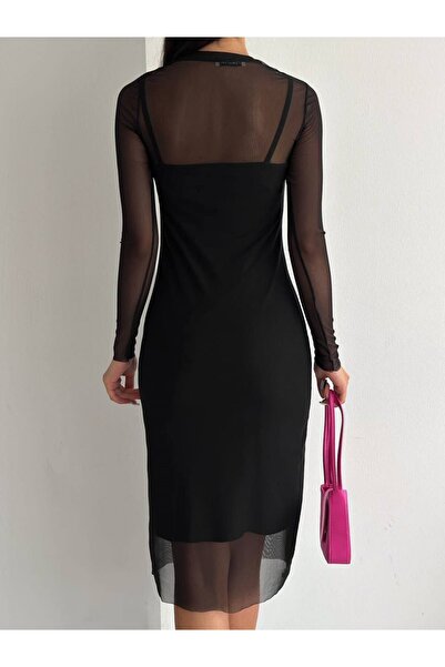 Modamorfo Fekete tüll ruha és tank felső szett