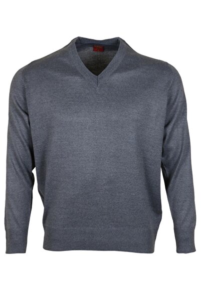 Modarar Men's Woolen Sweater V-Neck Regular Classic Cut Gray Rar00374