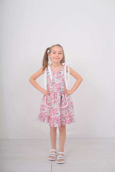 Filizdens Kids Rochie pentru fete cu model floral cu fundita Rochie din muselina de bumbac Rochie casual de petrecere de aniversare