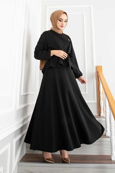 EBRUTESETTÜR Black Hijab - Flounce Suit Set
