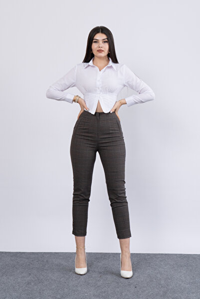 MissVina Trend Önü Pensli Zr Model Ekose Pantolon 30102