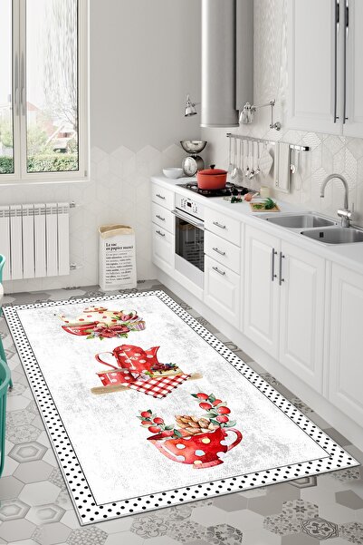 Confidence Home Dijital Baskı Yıkanabilir Kaymaz Taban Mutfak Halısı