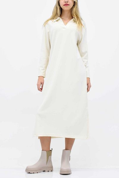 birizmoda Μακρυμάνικο φόρεμα Polo Neck - Ecru