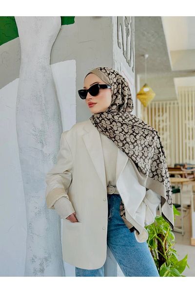 MODA Σάλι διπλής όψης από μεταξωτό κασμίρ με μοτίβο πούλμαν