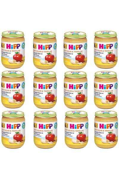 Hipp Kavanoz Maması Organik Elma Ve Muz Püresi 190 gr 12 Adet