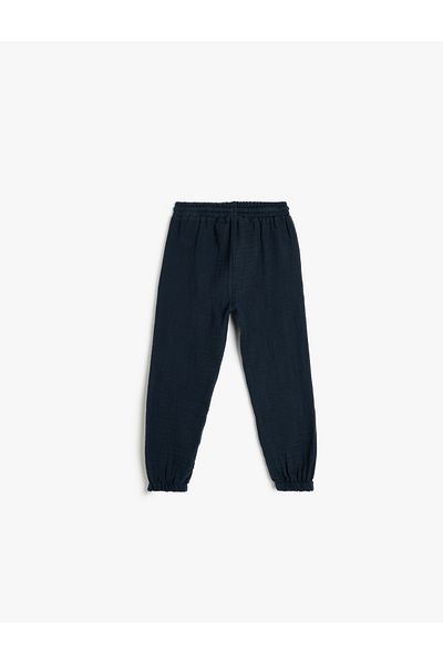 Koton Baumwoll-Jogginghose aus Musselin mit Bindegürtel und Taschendetail