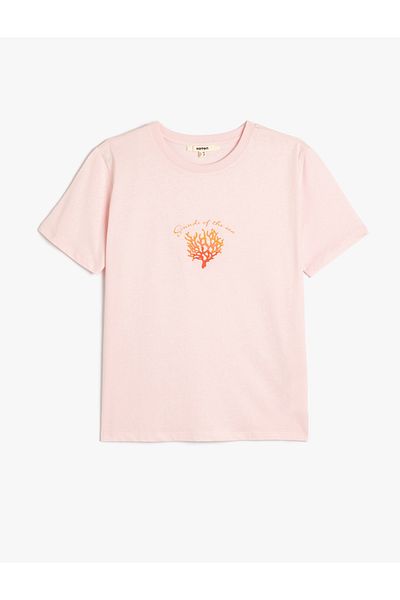 Koton Cotton Crew Neck Short Sleeve Printed T-Shirt