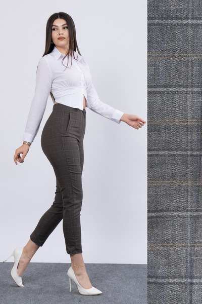 MissVina Trend Önü Pensli Zr Model Ekose Pantolon 30102