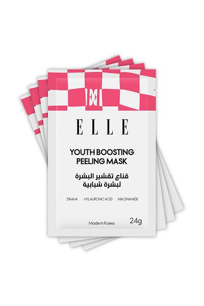 ELLE Youth Boosting Peeling Mask – Anti-Aging, Brightening Face Mask for Youthful Skin , Pack of 4