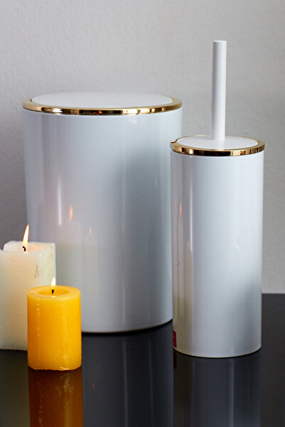 Prima Nova سلة المهملات لينوكس 6 لتر لون أبيض ذهبي