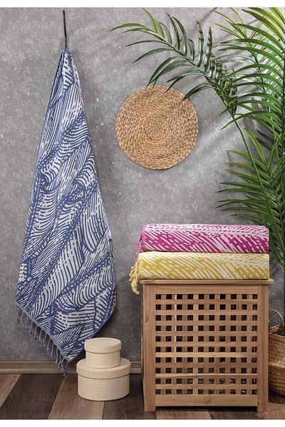 Sevim Blue Muslin Peshtemal - Soft and High Water Absorbent 100% Cotton - 90x170 Cm