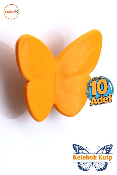 Badem10 Plastic Fluture Orange 10 Buc Camera Copii Fata Baiet Dulap Mobilier Bucatarie Sertar Mâner