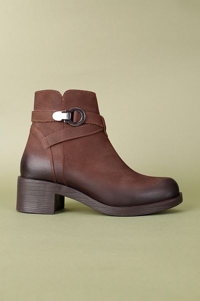 Getcho Γυναικείες μπότες Blaze από γνήσιο δέρμα Nubuck σε καφέ χρώμα