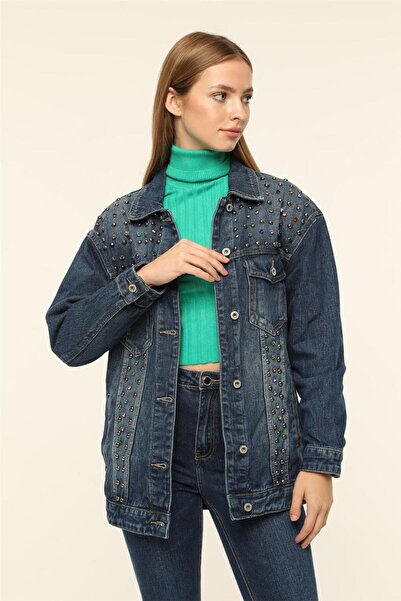 HomeStore Mont Jean Serpem Trok Taşlı Boyfriend - Mavi