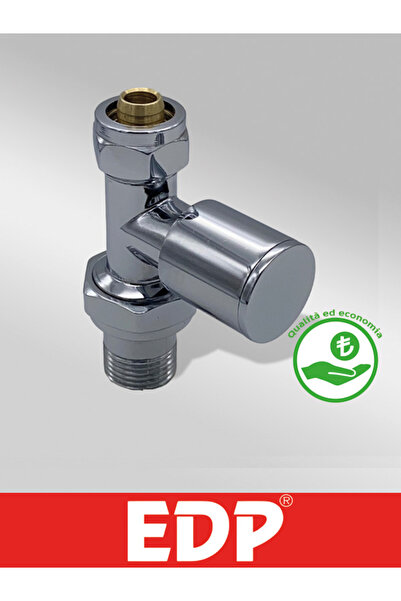 EDP KROMAJLI LÜX DÜZ RADYATÖR VANASI METAL VOLAN 16*2 RAKORLU PEX