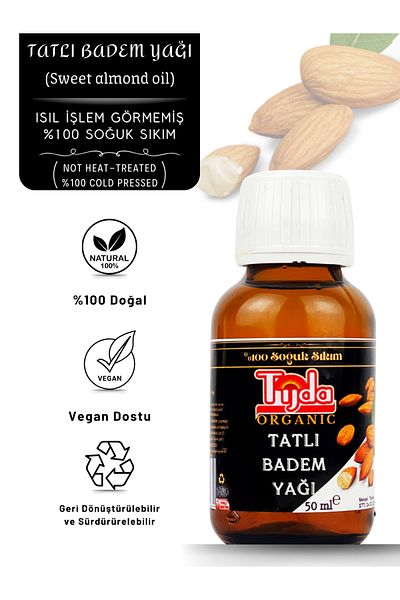 TİJDA زيت اللوز الحلو 100% معصور على البارد 50 مل