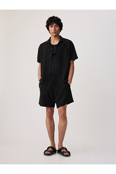 GAP Erkek Siyah Waffle Örgü Şort