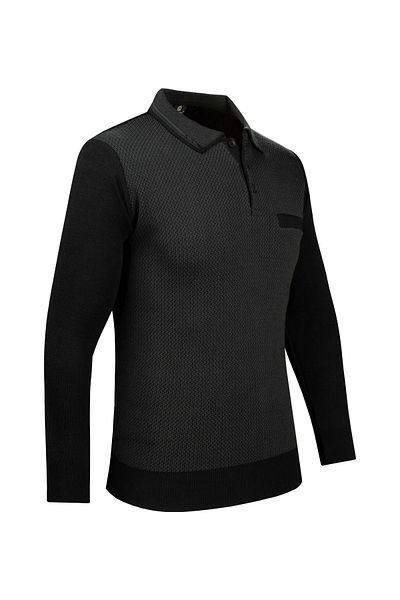 Çizgi Triko Stripe Knitwear Men's Plus Size Polo Collar Pattern Sleeve and Waist Elastic Steel Knit Knitwear Sweater 5014Fb Si