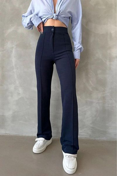 NFTY High Waist Crepe Fabric Palazzo Trousers