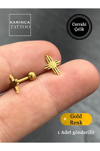 Karınca Piercing Unisex Gold Color Glitter Fashion Ear Piercing