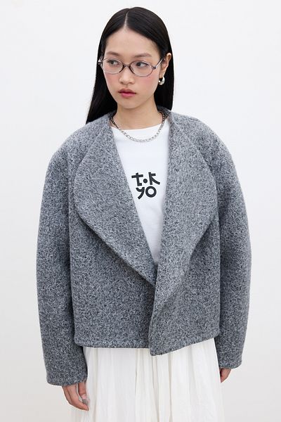 Manuka Παλτό Jacqueline Short Stamp Anthracite - Melange