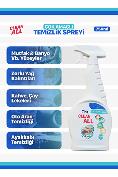 TİRİO KİMYA Clean All Çok Çok Amaçlı Sihirli Sprey 750ml