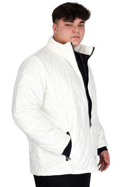 ModeXL Mode XL Ανδρικό καπιτονέ παλτό με γιακά μεγάλου μεγέθους U24613 εκρού