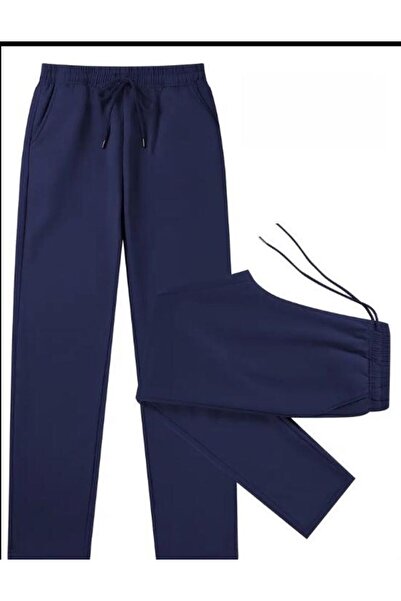 THE WHITE Lacivert Unisex Düz Paça Şardonlu Kışlık Eşofman Altı