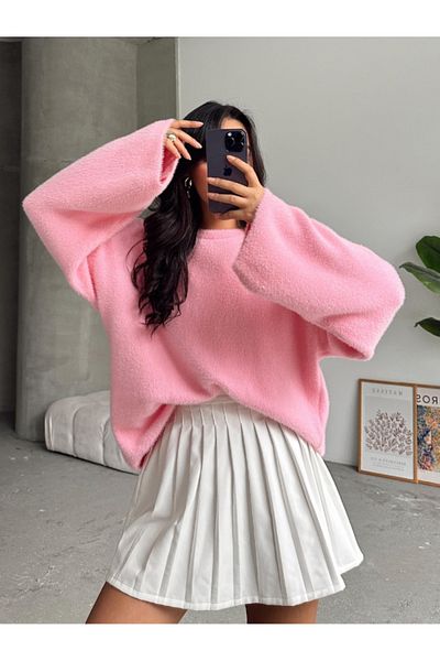 NATUFIAN STORE Pulover de bază din tricot moale cu barbă pentru femei