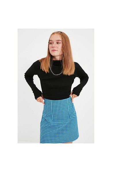 Lonca Tekstil Tricoturi tricotate elastice, cu detaliu pentru degete, cu gât negru/ajustat pe corp
