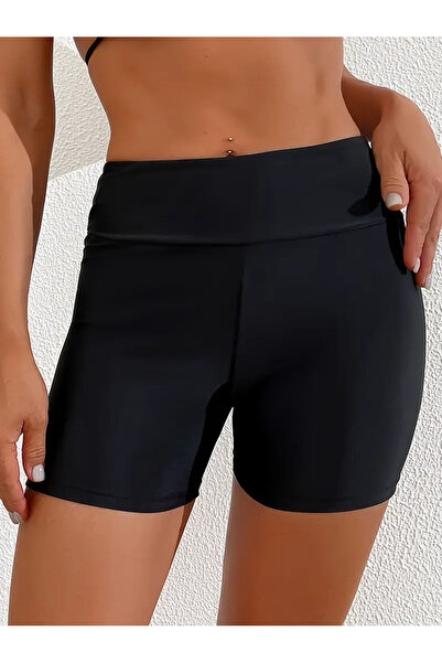 giyindegel Черни бански шорти с висока талия, еластични, многофункционални, с...