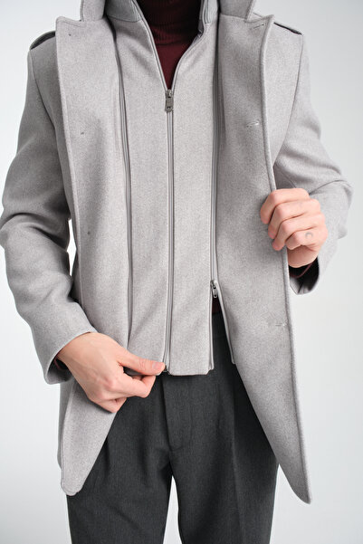 Frappoli Men's Stamp Coat - Thick Stand Collar, Zip-Up, Regular Fit