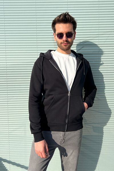 ModaPlaza Men's 3 Rope Hooded Zip Sweat 5466