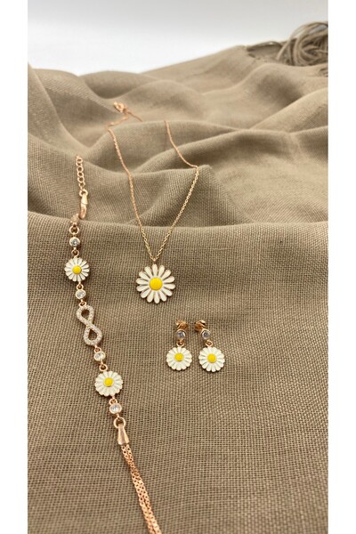 SURA SILVER PAPATYA MODEL 925 AYAR ROSE SET (KOLYE,BİLEKLİK VE KÜPE)