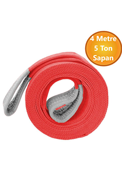 NUBLADO Vinç Sapan Polyester Spanzet 5 Ton 4 Metre Kırmızı Sağlam Yük Kaldırm...
