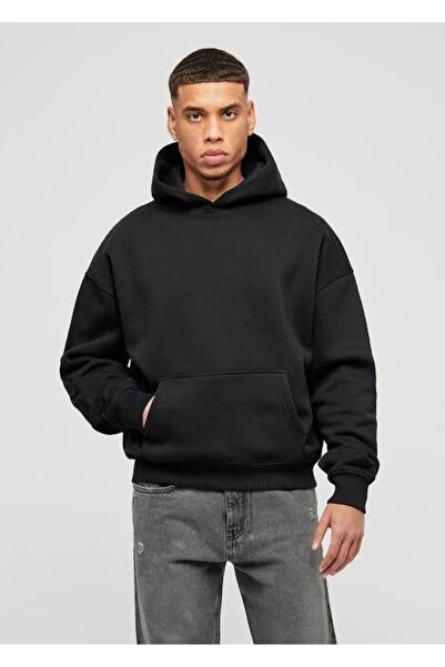 JustBS SWEATSHIRT BĂRBAȚI CU BUZUUNAR DE CANGURO DE CARDON NEGRU