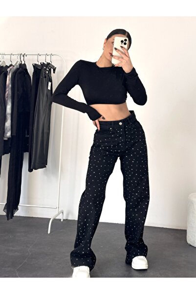 nona butik Taşlı Brow Jean - Afumat