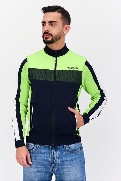 freesoul Men Brand Logo Full Zip Sweatshirt, Lime Green
