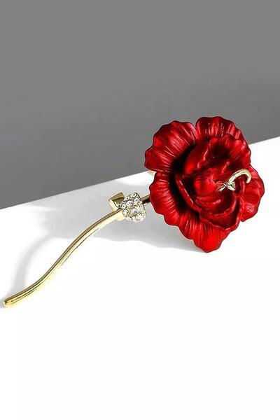 New Obsessions Black Magic Aşk Gülü Detaylı Broş Yaka İğnesi