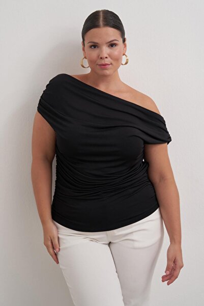 MYLİNE Bluză cu umăr deschis cu detaliu drapat