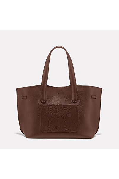 Black Ribbon Maxi Boy Kadın Taba Tote Bag Çanta - Dora