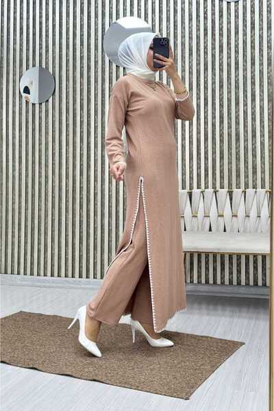 Moda Krash طقم تونيك بنطلون مطرز مكون من قطعتين