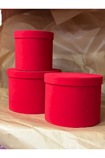 sivastarımçiçekçilik Üçlü Kadife Silindir Kırmızı Kutu