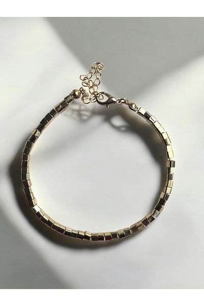 NAİFTAKIAKSESUAR Women's Cube Detailed Steel Anklet