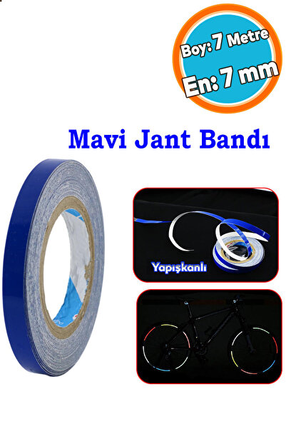 NZB Bisiklet Motosiklet Araba Jant Bandı Yapışkanlı Neon 7 mm X 7 metre Mavi ...