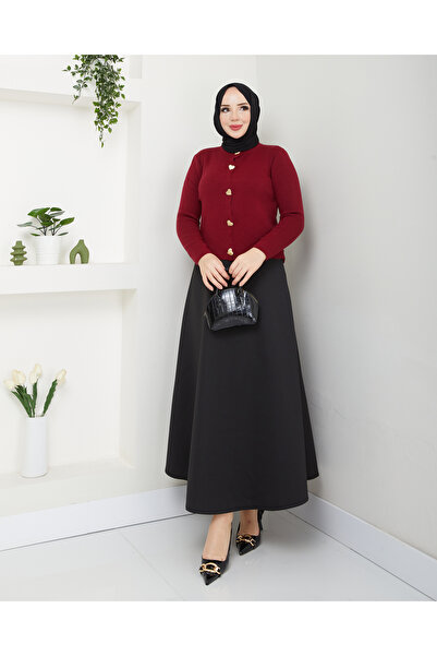 modapark.ist Γυναικείο Σετ Φούστα και Ζακέτα Καρδιά Πλεκτό