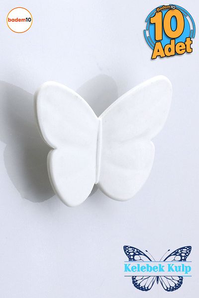 Badem10 Plastic Fluture Alb 10 Buc Camera Copii Fata Baiet Dulap Mobilier Bucatarie Mâner Sertar