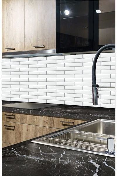 arduçlazer Kitchen Countertop Adhesive Foil White Brick Pattern 60 cm X 1 Meter