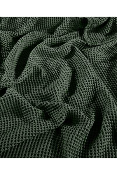 destinyhometex Orman Yeşili %100 Pamuk Waffle Tek Kişilik Saçaksız Yatak Örtüsü 160x240 Cm