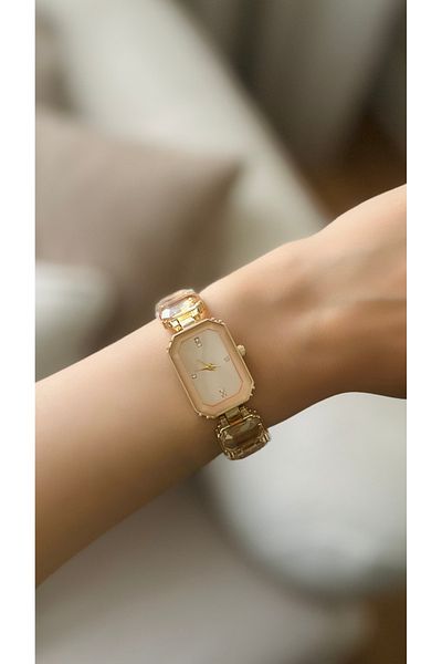Spectrum Octagonal Sw Stone Trend Women's Elegant Wristwatch - Gold Dial Special Gift for Lover